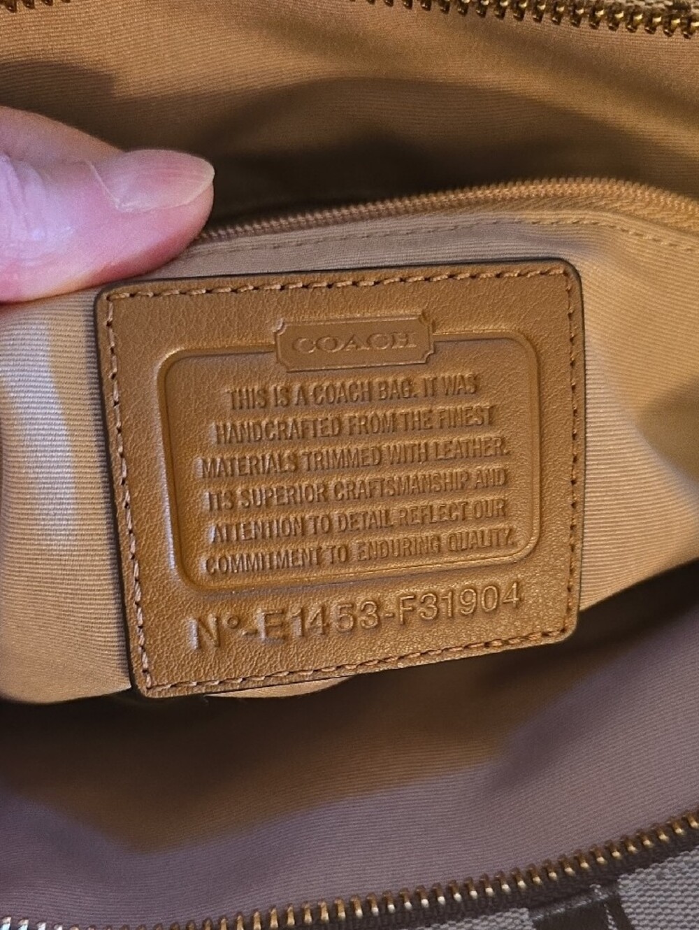Coach Tan Signature Canvas Tote with Pink Center Panel - Picture 8 of 8